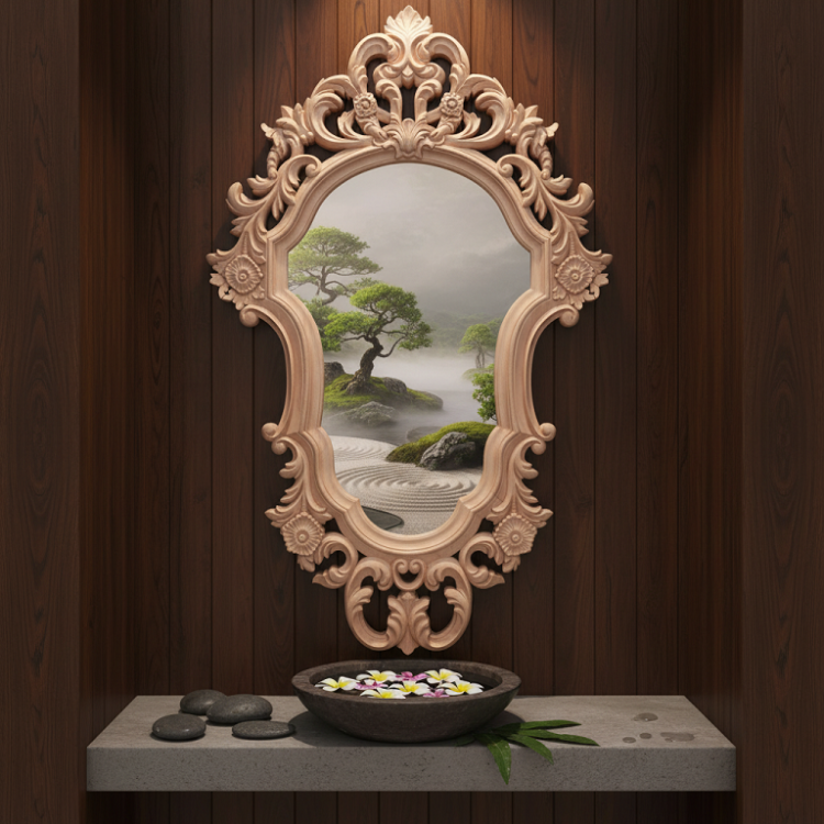 Cermin Dinding Ukir Klasik Ornamen Artistik