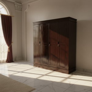 Lemari Pakaian Kayu Solid 4 Pintu Klasik