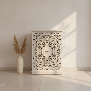 Lemari Ukir Motif Floral Minimalis Kayu