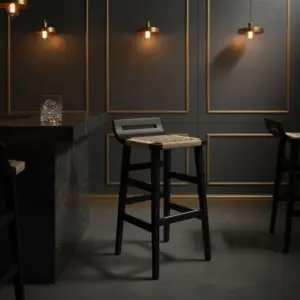 Kursi Bar Minimalis Rotan & Besi Industrial