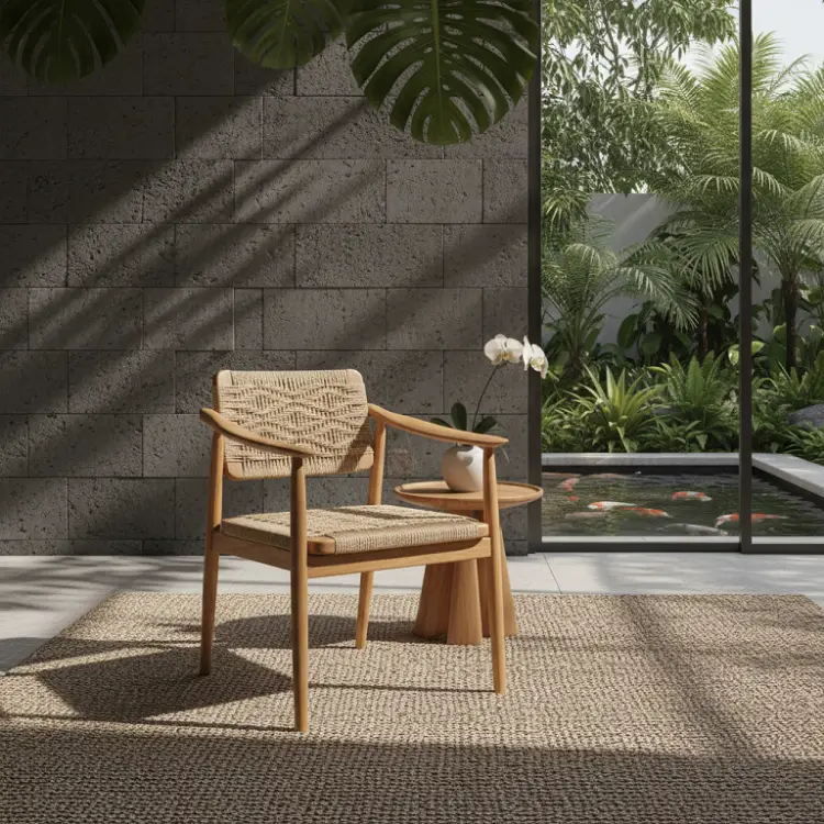 Kursi Santai Rotan Kayu Minimalis