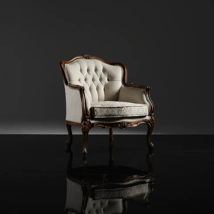 Kursi Single Klasik Tufted Ukir Premium