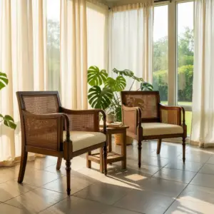 Kursi Lounge Rotan Kayu Classic Pair