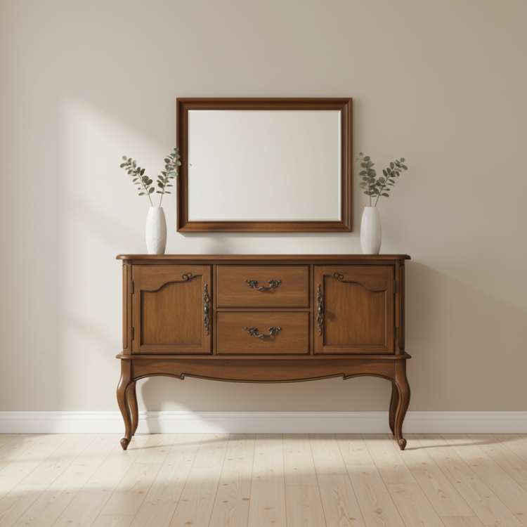Bufet Kayu Klasik Vintage 2 Pintu 2 Laci