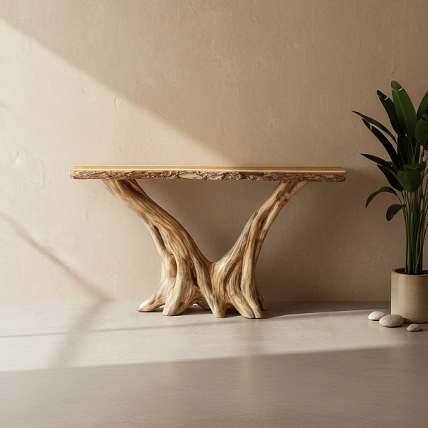 Meja Konsol Kayu Solid Akar Natural Rustic