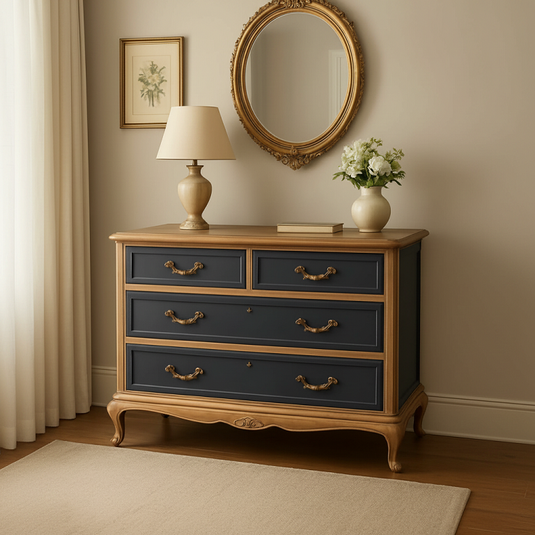 Lemari Laci Classic Navy Gold 4 Drawer