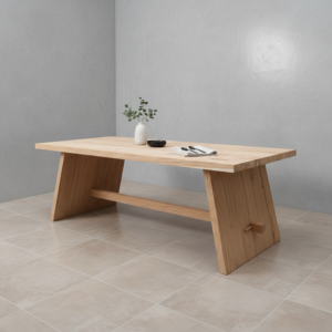 Meja Makan Kayu Solid Minimalis Natural