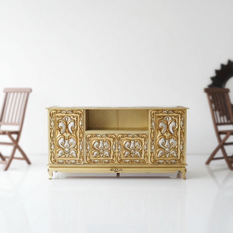 Bufet TV Ukir Klasik Gold Ornamental